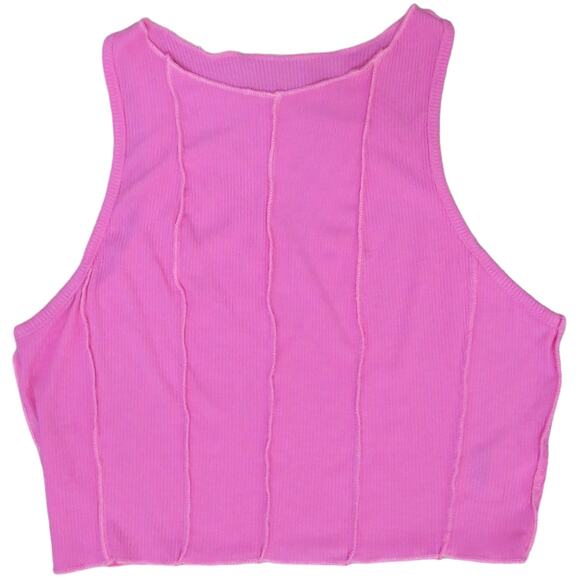 Y2K Crop Top, Ribbed Tank Top, Cropped Shirt, Racerback Athleisure Womens S - Picture 1 of 6